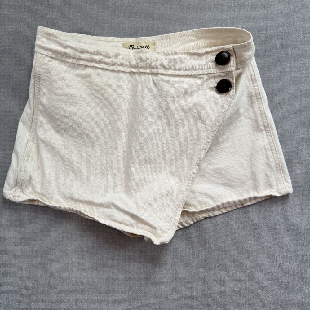 Madewell Womens Ivory Denim Skort size 25 Coastal Chic Modern Safari Clean Girl